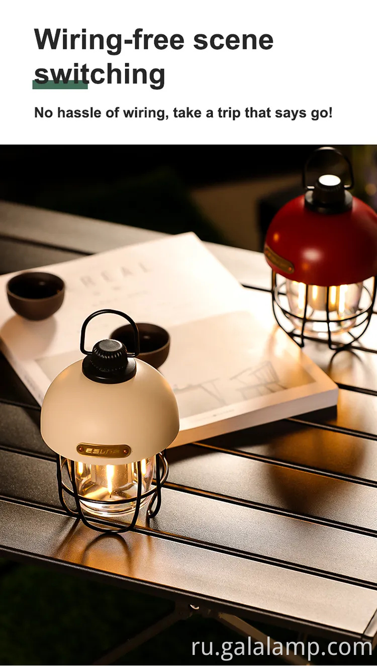 Ретро светодиодный солнечный лагерь свет со встроенной батареей 18650